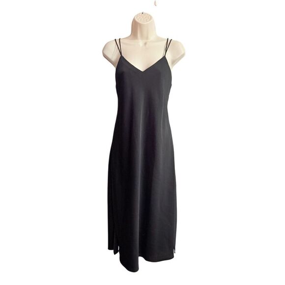 Sam Edelman Black Satin Spaghetti Strap Dress Size 8 - Picture 5 of 11